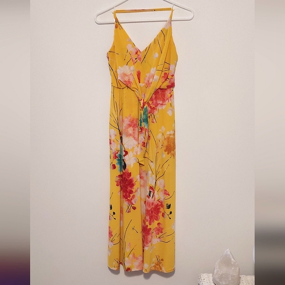 Storia Dresses & Skirts - Storia Women's Yellow Tie-Front Colorful Floral Print Maxi Dress EUC Size M